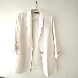 Sag Harbor Vintage 90’s Cream/Off White Rayon Linen Blend Blazer Size 12